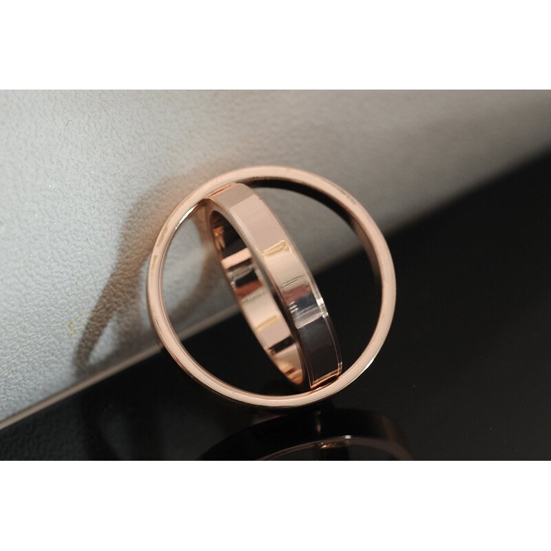 Double Circle Scarf Ring - Elegant Stainless Steel Women Wedding Jewelry