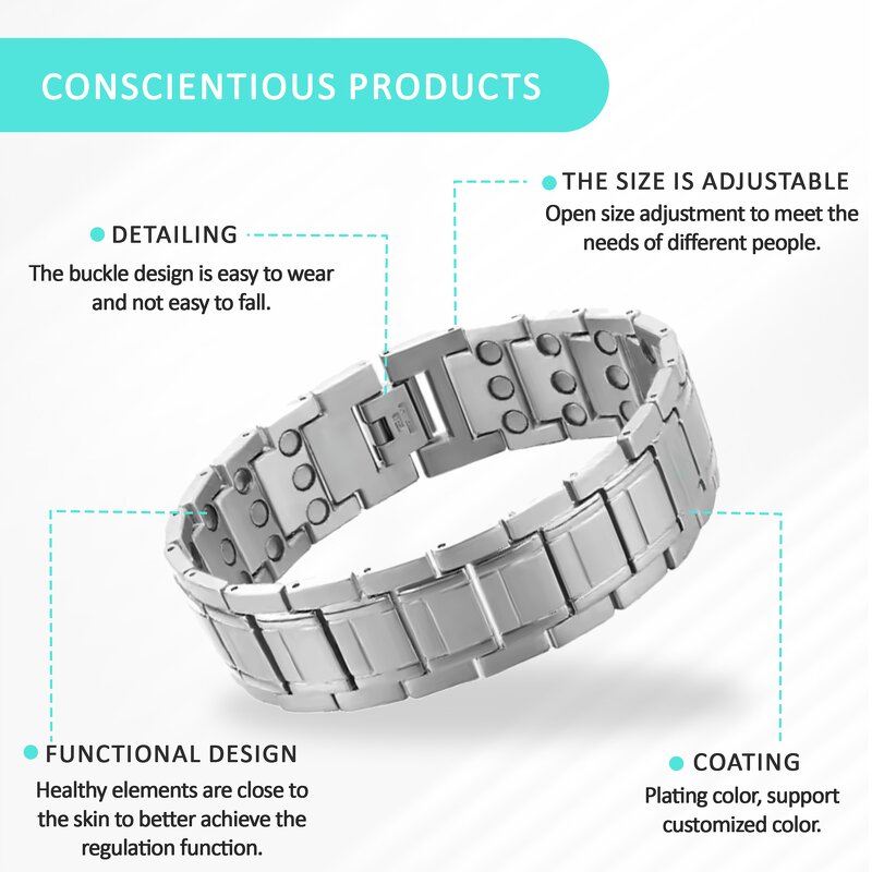 Stainless Steel Magnetic Bracelet - Fashion Senior Health Wellness Gift