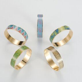 Enamel Bracelet for Women - Custom Pattern Gold Plated Stainless Steel