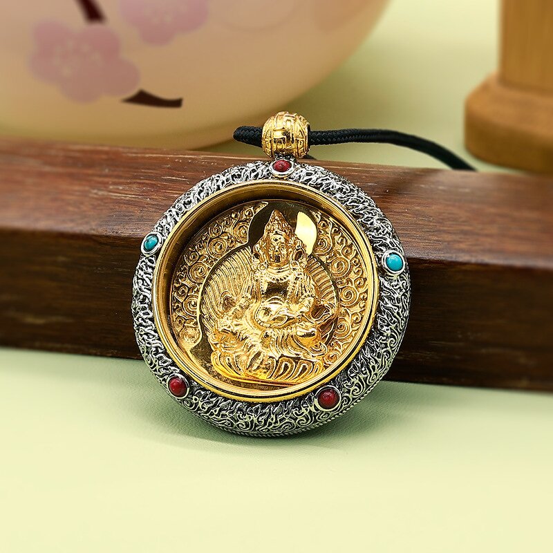 Relief Thangka Pendant - Spinning Buddhist Luck Wealth Men Women Jewelry