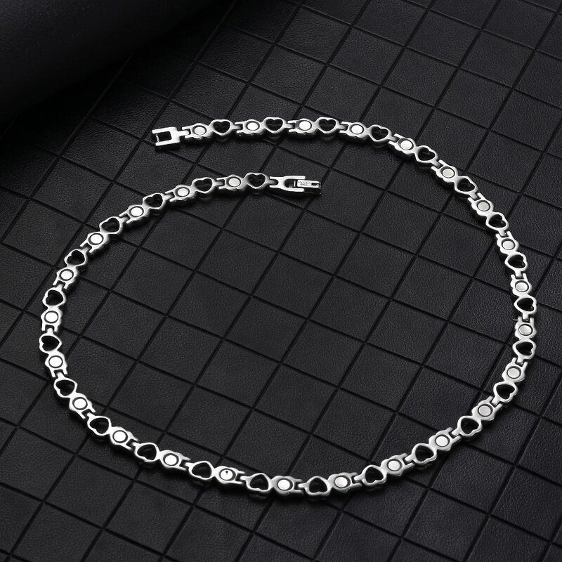 Stainless Steel Magnetic Necklace - Wholesale Heart Shape Trendy Link Chain