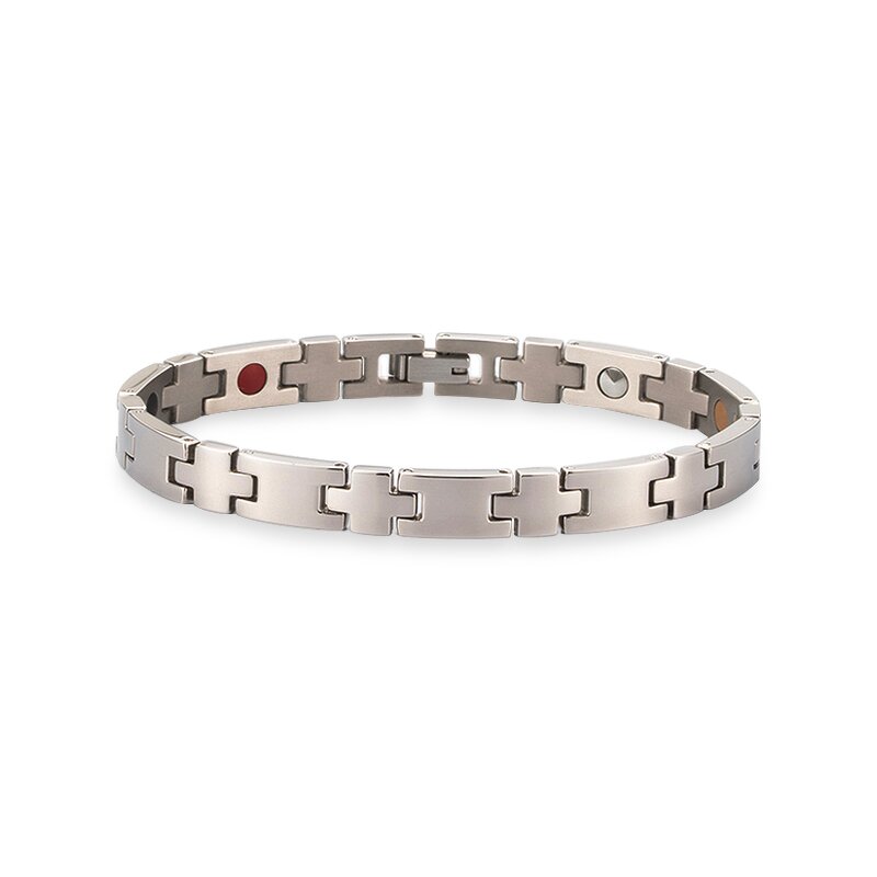 Germanium Titanium Bracelet - Healthcare Magnetic Silver Cross Men Jewelry