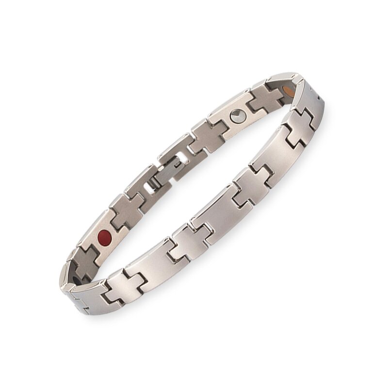 Germanium Titanium Bracelet - Healthcare Magnetic Silver Cross Men Jewelry