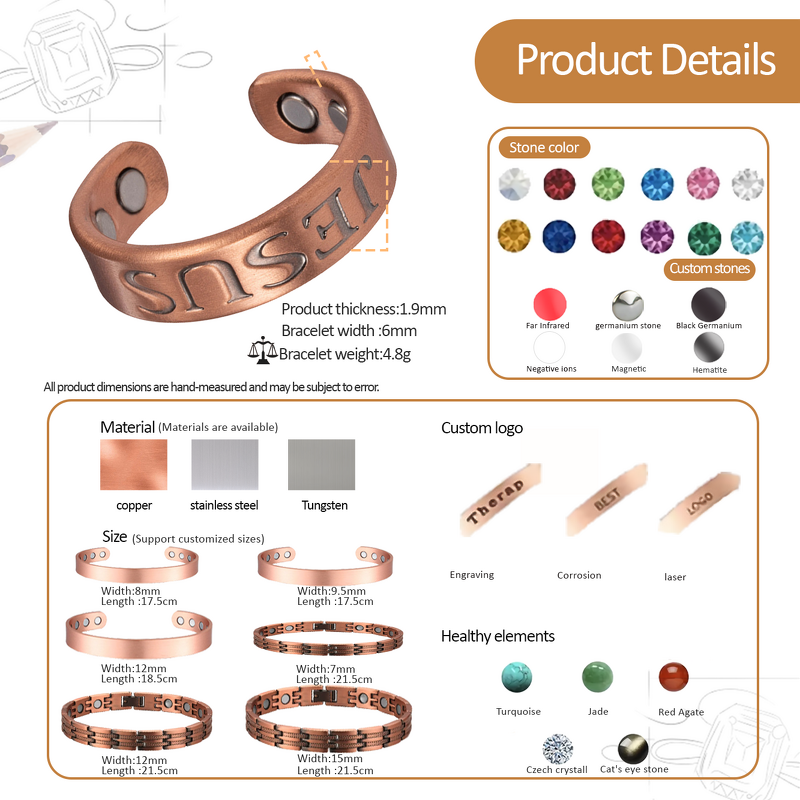 Pure Copper Magnetic Ring - Wholesale Adjustable Arthritis Viking Jewelry