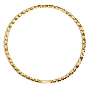 Germanium Stainless Steel Necklace - Double Row Diamond Magnetic Therapy Tool