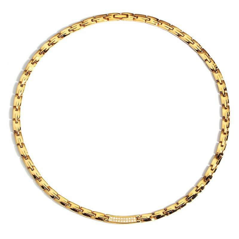 Germanium Stainless Steel Necklace - Double Row Diamond Magnetic Therapy Tool