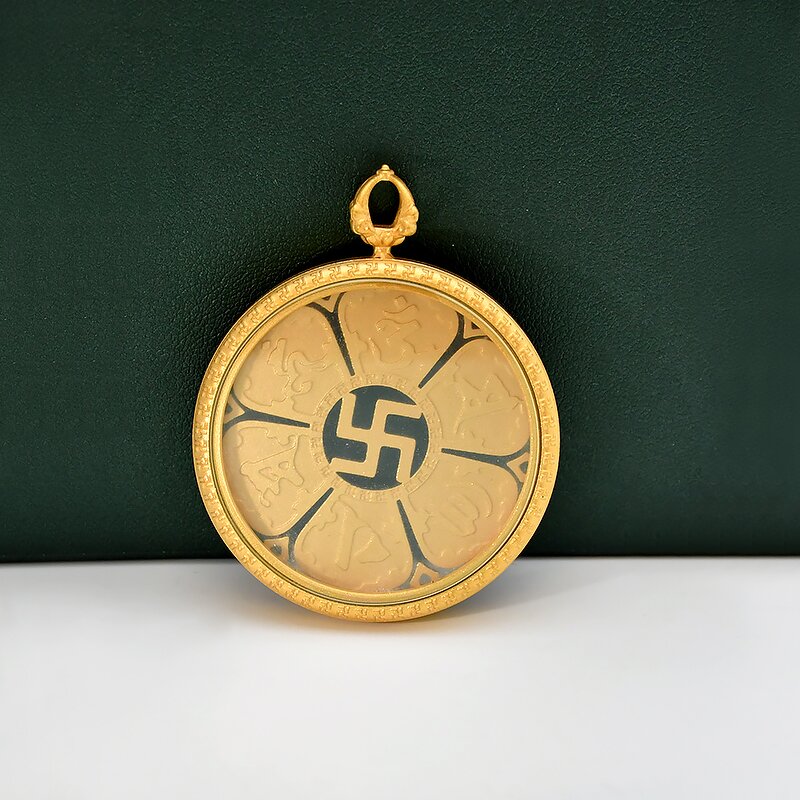 Hollow Thangka Pendant - Oriental Buddhist Amulet Religious Necklace