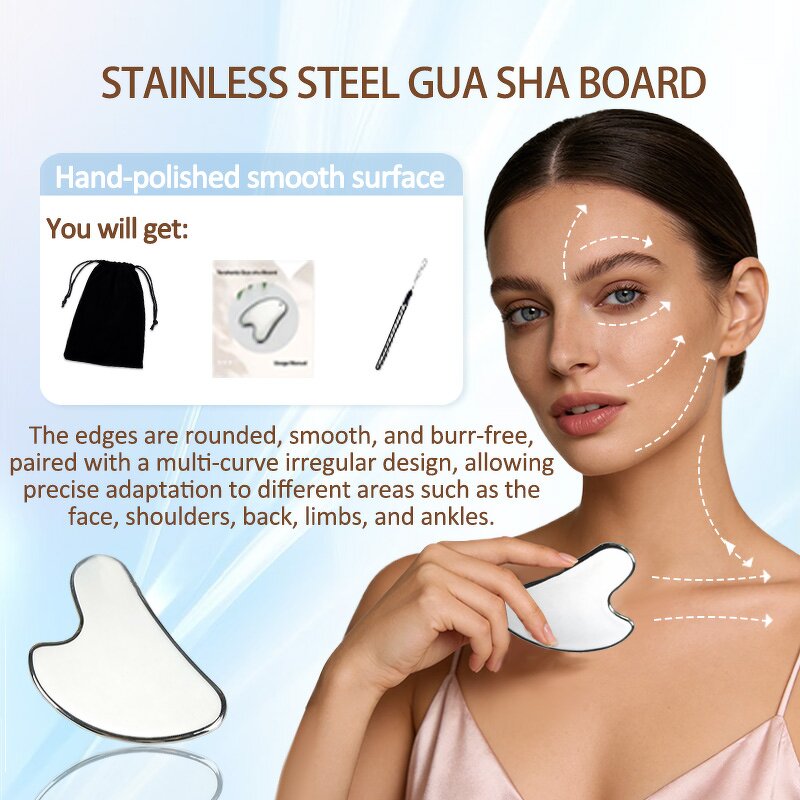 Heart Shape Gua Sha Tool - End Skin Stainless Steel Facial Sculpting Tool
