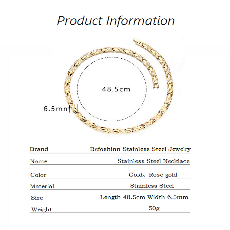 Magnetic Stainless Steel Necklace - Custom Adjustable Sport Negative Ion Chain