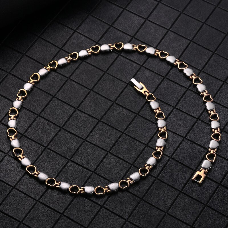 Stainless Steel Magnetic Necklace - Wholesale Heart Shape Trendy Link Chain