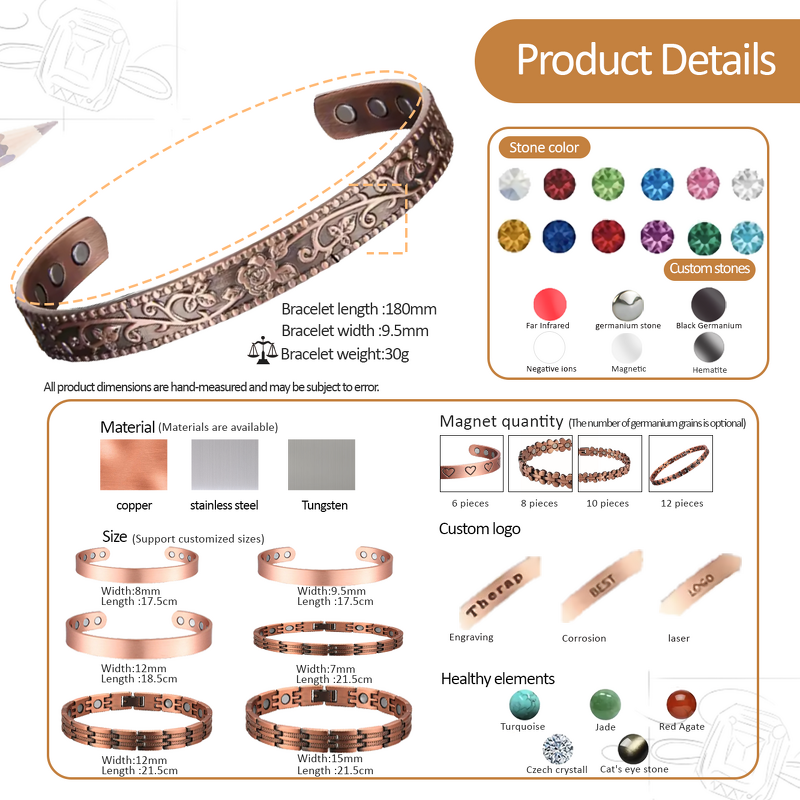 Red Copper Magnetic Bracelet - Bend Round Fatigue Relieving Therapy Tool
