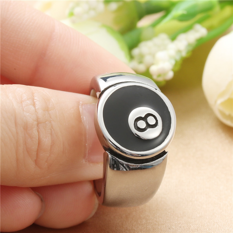 Billiard Stainless Steel Ring - Vintage Punk Adjustable Hip Hop Rock Jewelry