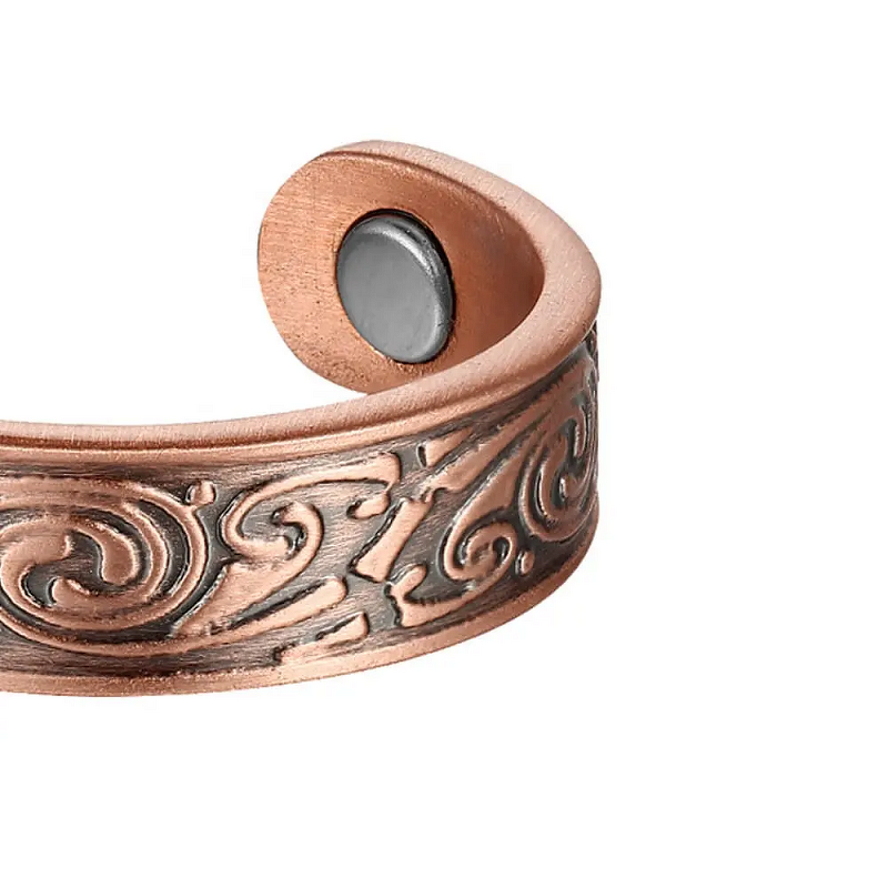 Copper Magnetic Cuff Ring - Antique Retro Adjustable Men Women Jewelry