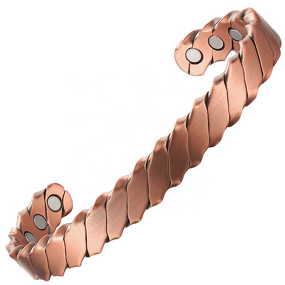 Pure Copper Magnetic Cuff - 99.9% Flower Pattern Unisex Wrist Jewelry