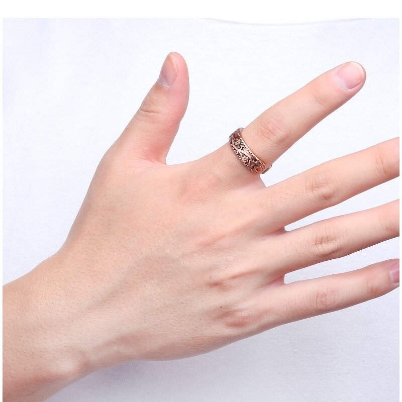 Pure Copper Magnetic Ring - Vintage Flower Design Women Jewelry