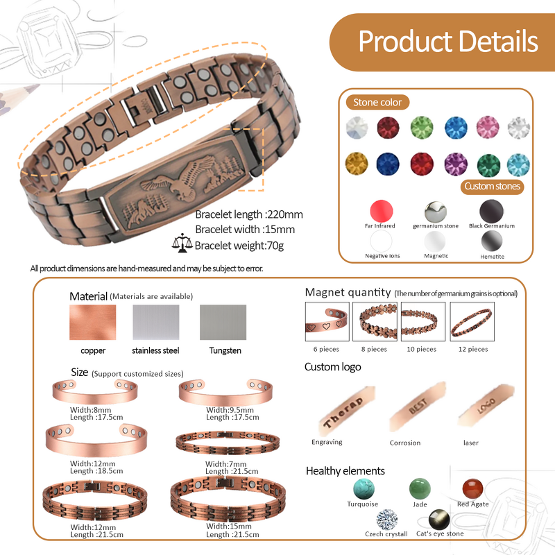 Synthetic Stone Magnetic Jewelry - Healing Electroplated Pain Relief Jewelry