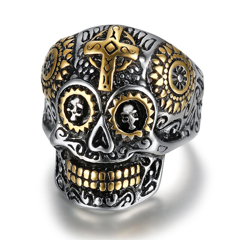 Skull Ring for Men - Custom Vintage Biker Style 316L Stainless Steel Jewelry