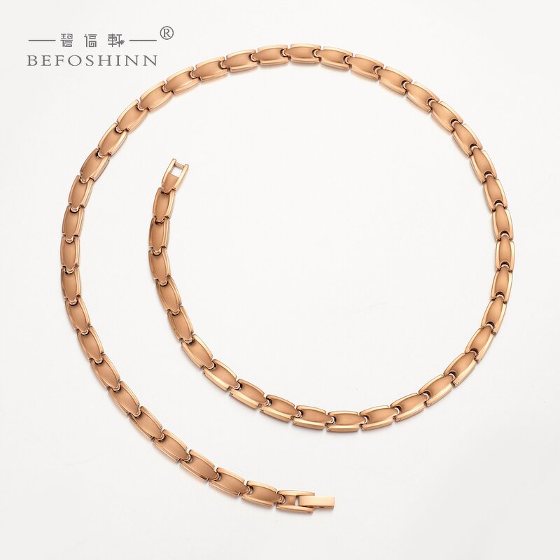 Titanium Men Necklace - Custom Bio Health Luxury Gold Plated Gift Chain