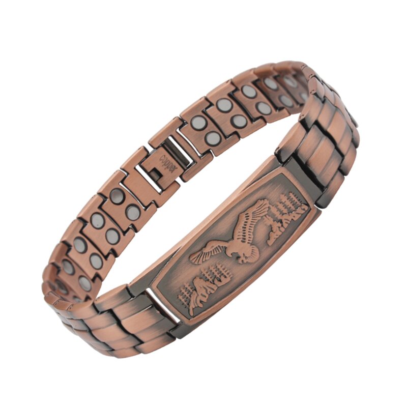Red Copper Magnetic Bracelet - Vintage Trend Pattern Healthy Men Jewelry