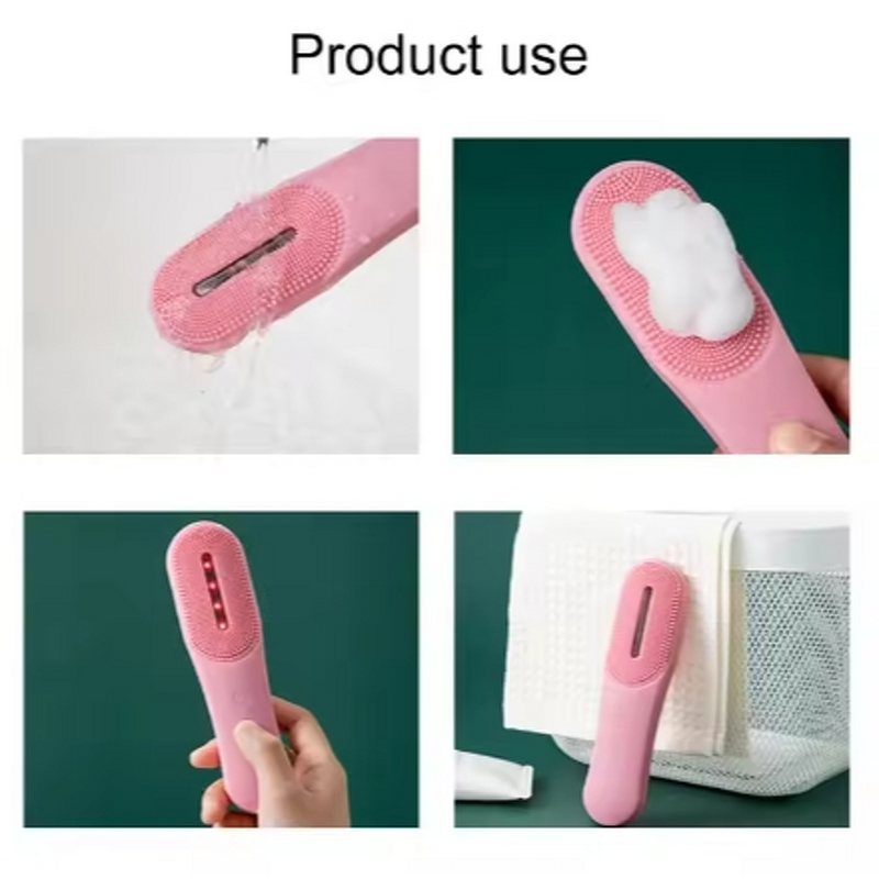 Facial Cleansing Brush Manufacturer - Hot Selling Pink Sonic Vibration LED Light IPX7 Waterproof USB Type-C Charging
