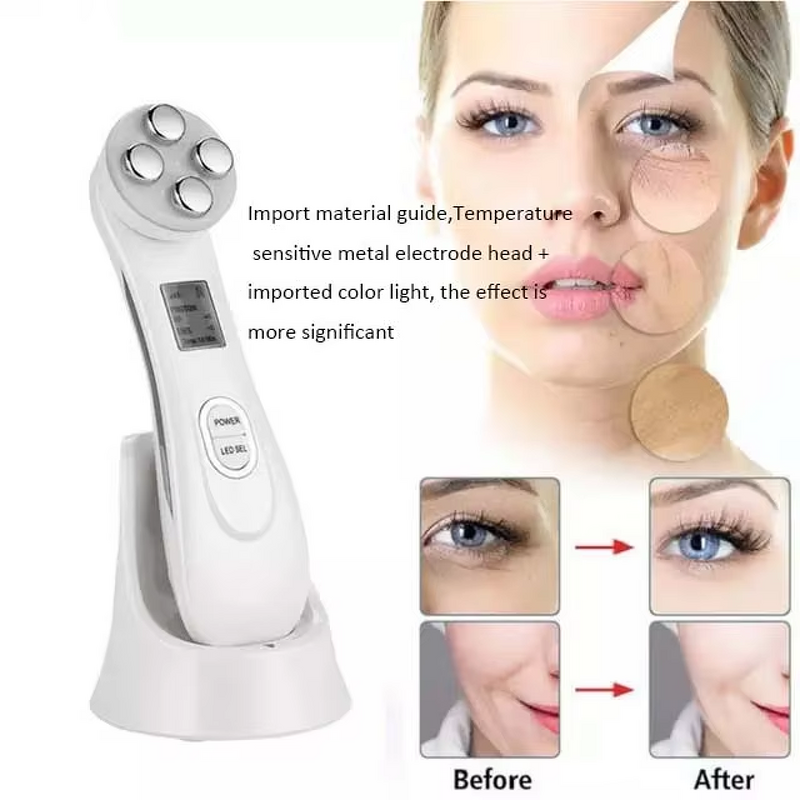 Facial Massager Manufacturer - 5-in-1 Hand Held LED Light Therapy ABS for Face Lifting Skin Tightening