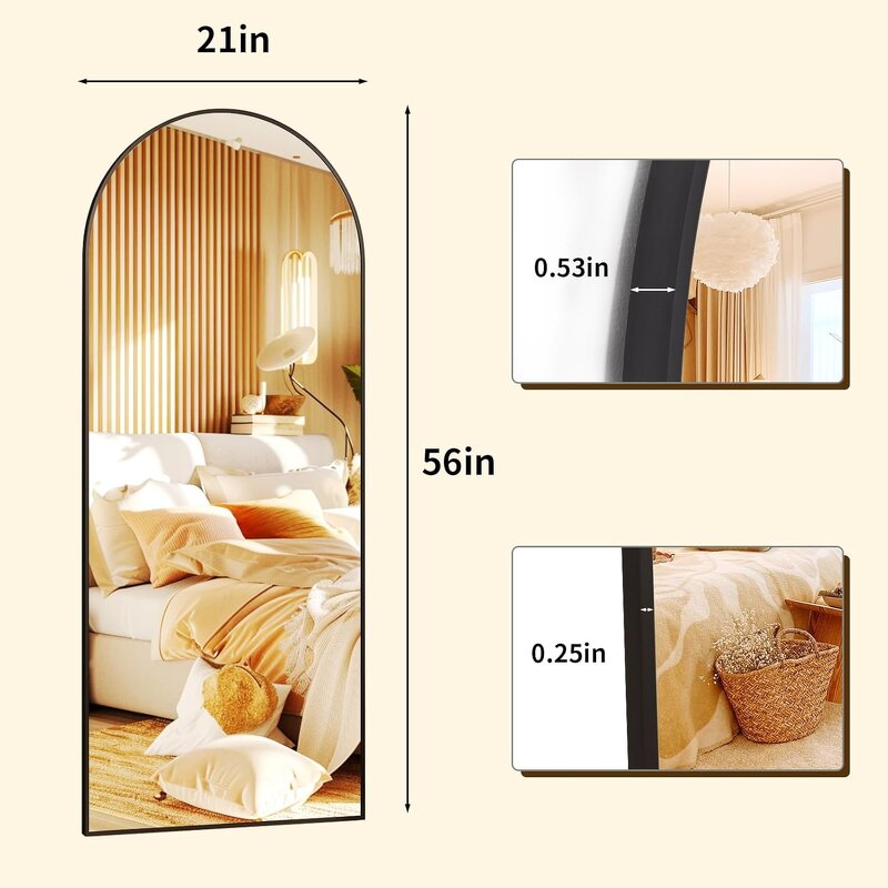 Full Length Mirror Manufacturer - Toplifee Cosmetic 56x21 Arched Aluminum Alloy Frame Free-Standing Desktop Bronze Lighted