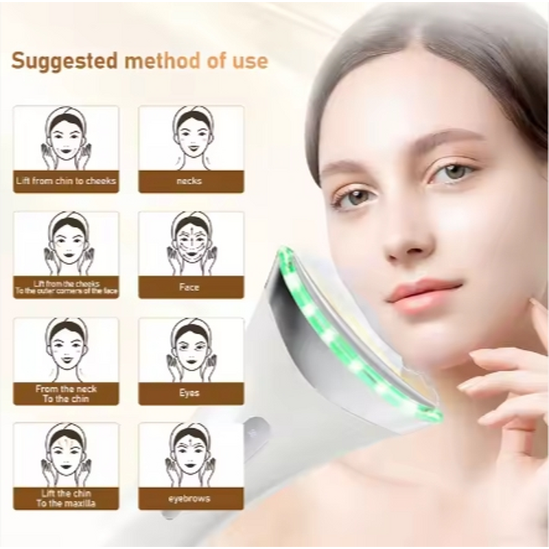 Face Neck Massager Manufacturer - 2024 Trending Black ABS 3 Color LED Microcurrent EMS for V-Face Shaping