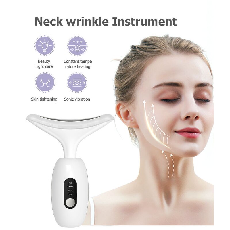 Beauty Device Manufacturer - Home Use 3-Color EMS LED Handheld for Facial Neck Lifting Anti-Wrinkle ABS
