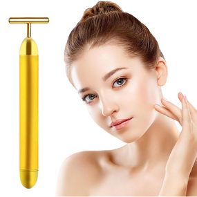 Face Massager Manufacturer - TOPLIFEE Electric 24k Golden T-Shape Vibrating Wand for Facial Neck Firming ABS UK