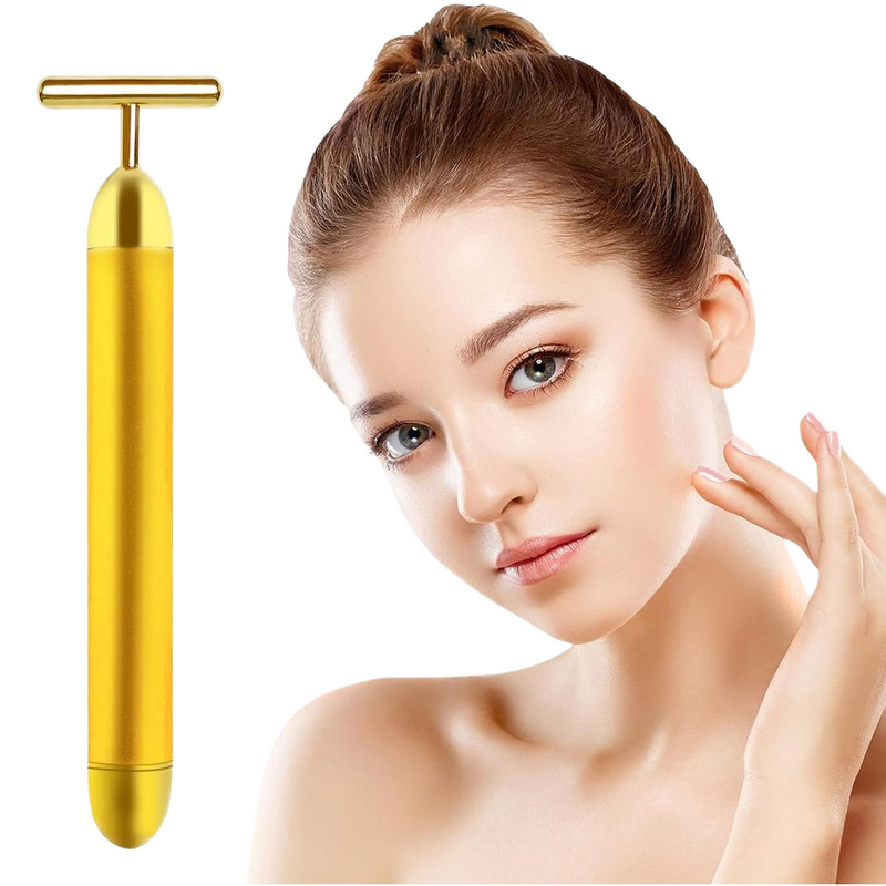 Face Massager Manufacturer - TOPLIFEE Electric 24k Golden T-Shape Vibrating Wand for Facial Neck Firming ABS UK