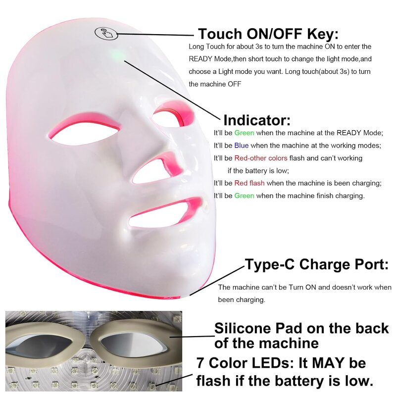 Red Light Therapy Mask Manufacturer - Hand Held Acne Treatment Device with Rechargeable USB Au Plug Waterproof Portable Home Use
