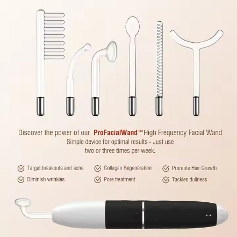 Acne Treatment Wand Manufacturer - Wholesale Portable Hand Held Electric High Frequency Waterproof ABS with Electrode Tubes