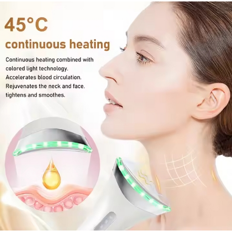 Face Neck Massager Manufacturer - 2024 Trending Black ABS 3 Color LED Microcurrent EMS for V-Face Shaping
