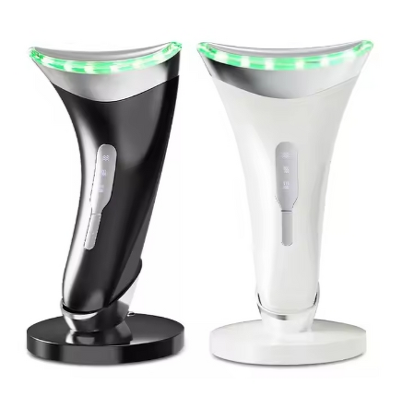 Face Neck Massager Manufacturer - 2024 Trending Black ABS 3 Color LED Microcurrent EMS for V-Face Shaping