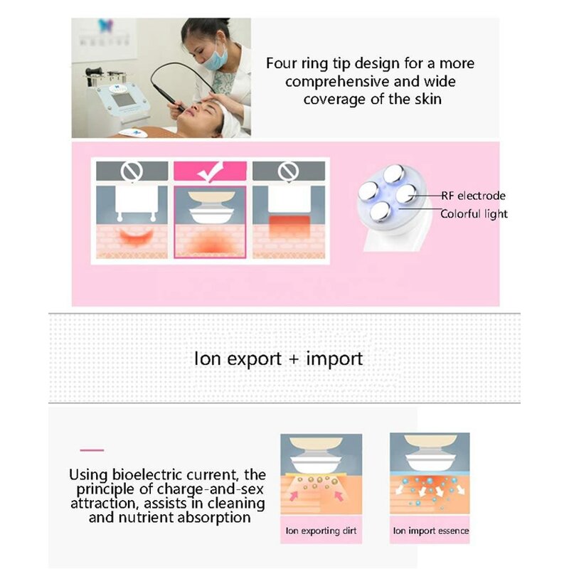 Facial Lift Massager Manufacturer - Portable Handheld Electric Ems Rf Ionic Iontophoresis Beauty Instrument