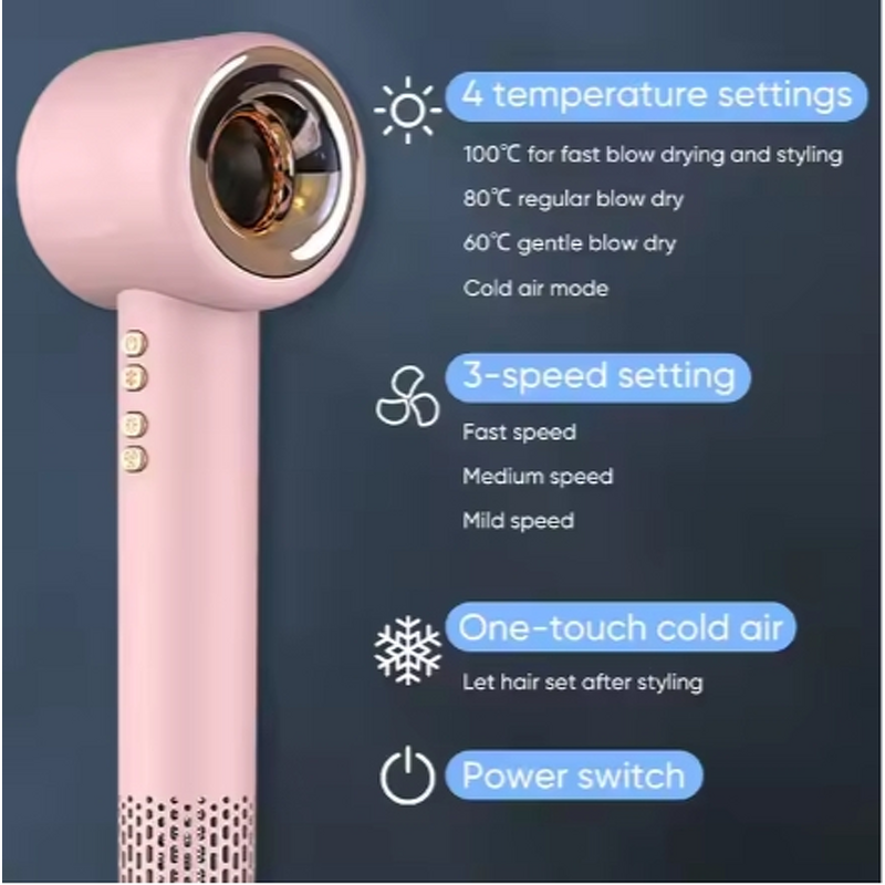 Hair Dryer Manufacturer - Professional Toplifee TS8 1600W High-Speed 3-Speed with Diffuser Nozzle 110,000 RPM IPX5