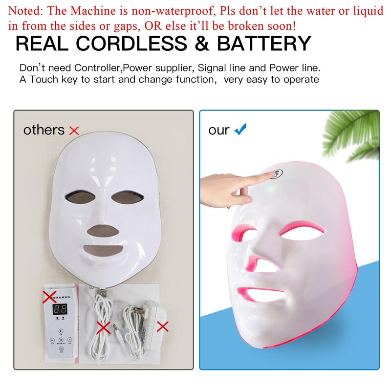 Red Light Therapy Mask Manufacturer - Hand Held Acne Treatment Device with Rechargeable USB Au Plug Waterproof Portable Home Use