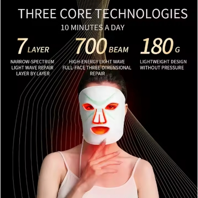 LED Light Therapy Mask Manufacturer - 2023 Hot Selling 7-Color Plastic ABS Electric Portable for Oil Control US/CN Spa