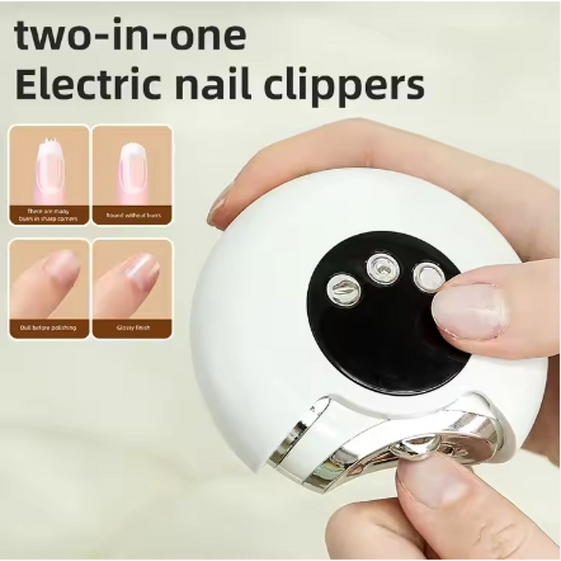Nail Clipper Manufacturer - 2-in-1 Automatic Manicure Trimmer Curved ABS Blade Electric 3-Speed 35000rpm 400mAh