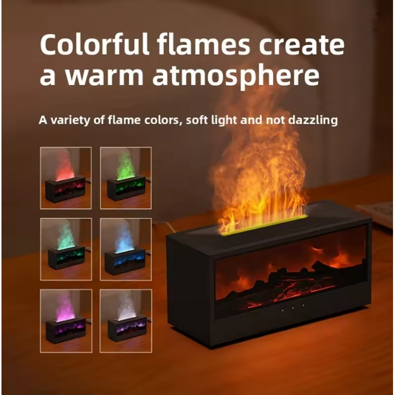 Flame Essential Oil Diffuser Manufacturer - 3D 150ml Fireplace Flame Light Humidifier with Timer 7 Colors LED & Remote
