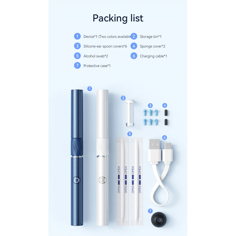 Ear Wax Removal Tool Manufacturer - with 12MP Camera Omnidirectional Tweezers Wireless & 6 Ear Spoon