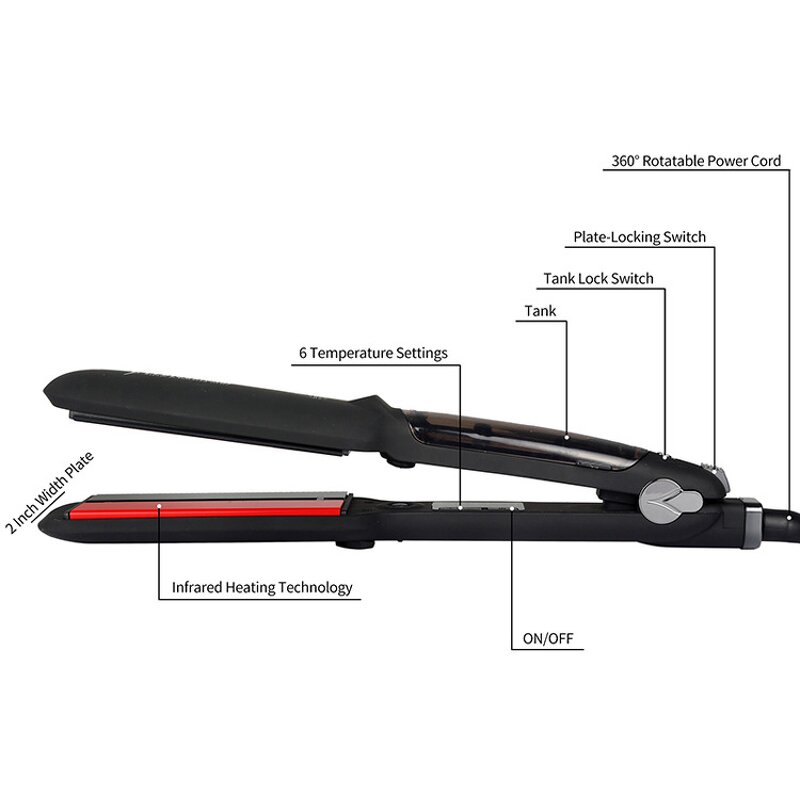 Hair Straightener Manufacturer - Professional Negative Ion Heat Steam Ceramic Flat Iron with 6 Temperature Gears
