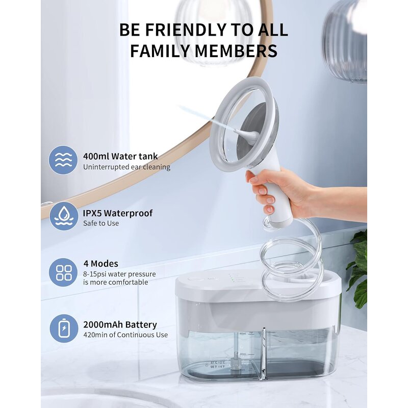 Ear Cleaning Machine Manufacturer - E3 1200mAh Type-C Rechargeable 400ML with Camera One Hand Irrigation