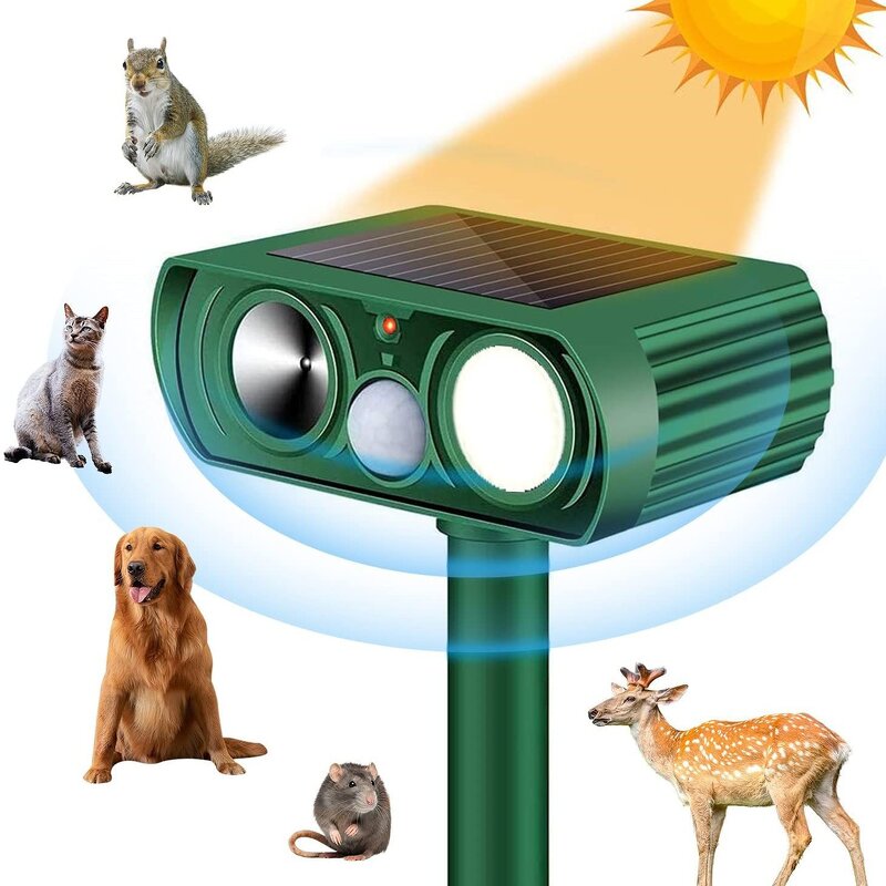 Animal Repeller Manufacturer - 61KHZ Ultrasonic Solar for Dogs Cats Birds Motion Sensor LED Flashing Lights