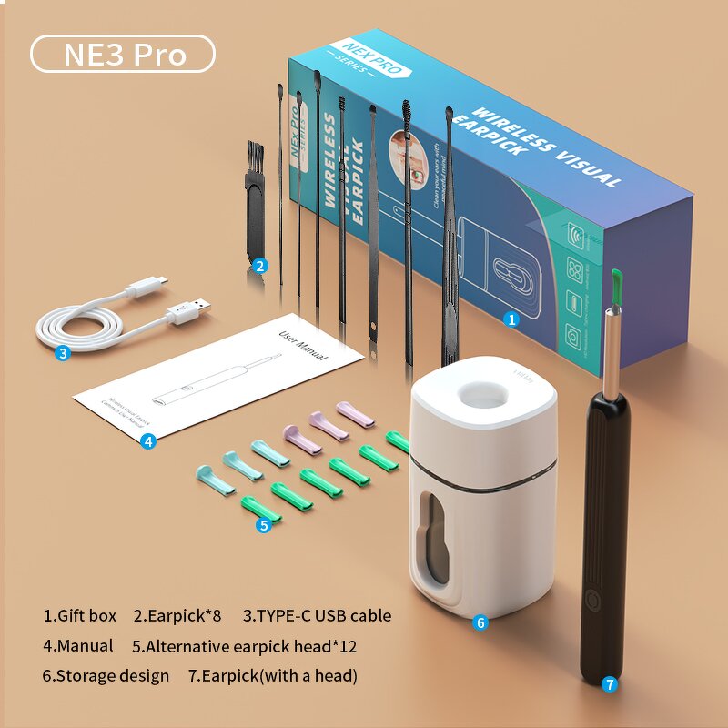 Earwax Removal Kit Manufacturer - 1080P HDPixel Camera Smart Visual with Storage Base NE3 PRO