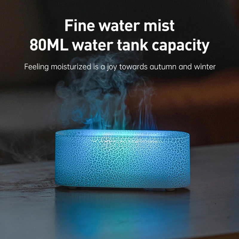 Aroma Diffuser Manufacturer - 7 Colorful Light Simulated Flame USB Mini Air Humidifier Ultrasonic Essential Oil