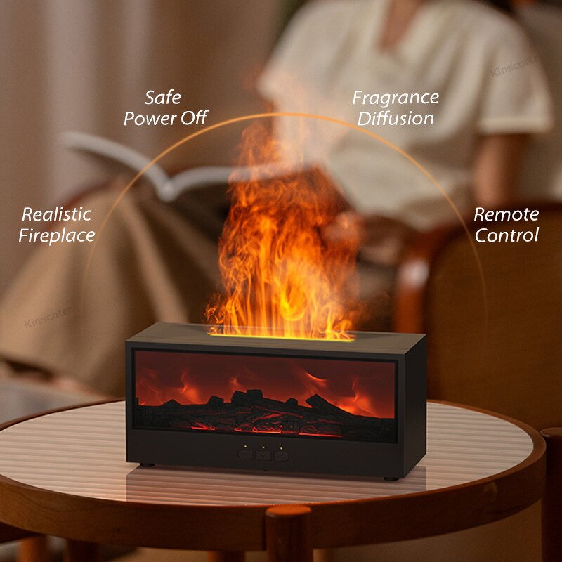 Fireplace Diffuser Manufacturer - 150ML Flame Humidifier Essential Oils Air with Remote Control