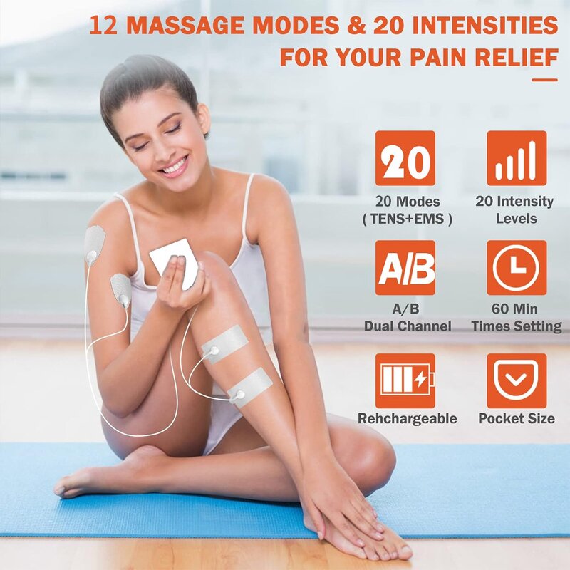 Muscle Stimulator Manufacturer - EMS TENS-EMS Machine with Electrodes Pads for Toning Recovery & Pain Relief