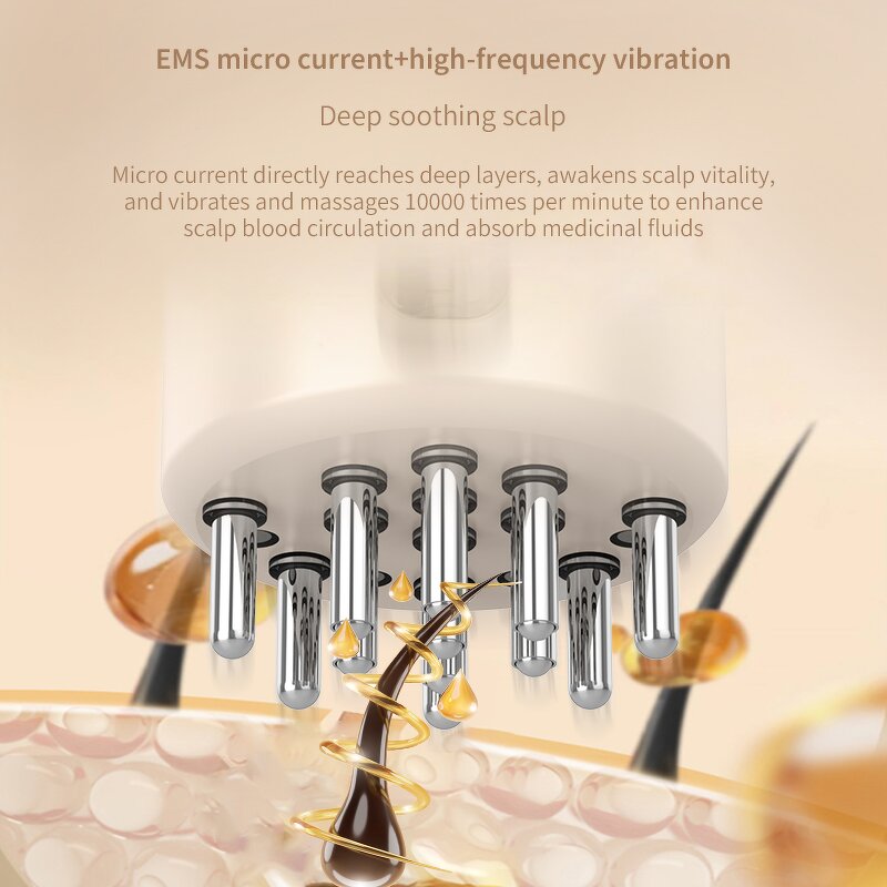 Metal Teeth Scalp Massager - Home Vibration Hair Regrowth Massage Comb