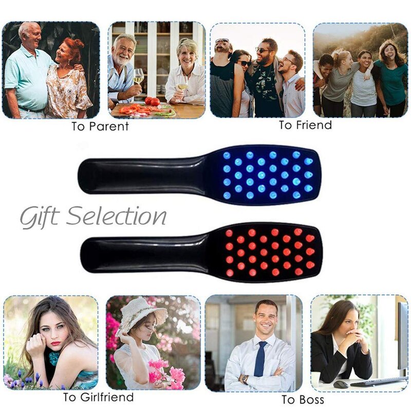 Infrared Hair Massage Brush - Home Red Light Anti Hair Loss Therapy Tool